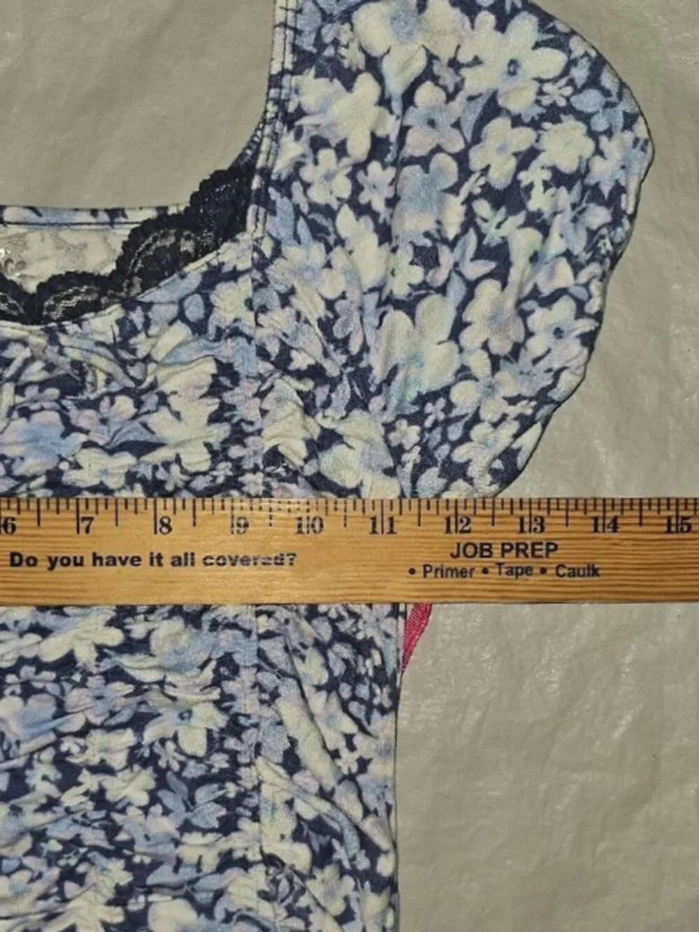 Justice Girls Med 10 Navy, White Floral Short Puff Sleeves Ruched Crop Top New
